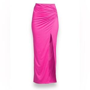 NWT Area stars fuscia pink Nikki rushed high slit long skirt Medium bodycon chic
